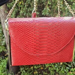 Madison West Red Snake Pattern Crossbody Bag